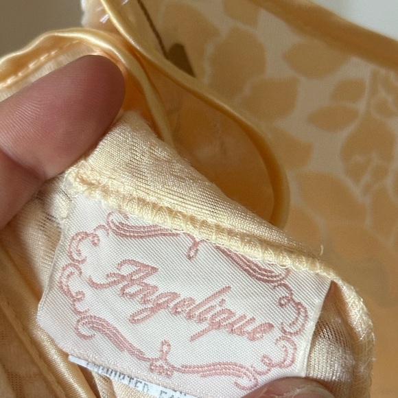 Angelique Velvet Peach Cream Floral Rose Mini Slip Dress Night Gown Medium - Picture 7 of 10